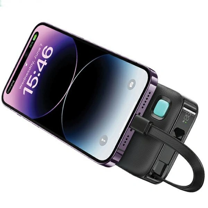 USAMS Powerbank + retractable Lightning cable 10000 mAh PD 20W Fast Charge XY Series purple