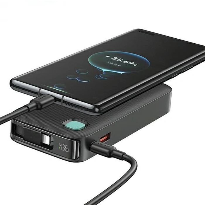 USAMS Powerbank + retractable Lightning cable 10000 mAh PD 20W Fast Charge XY Series purple