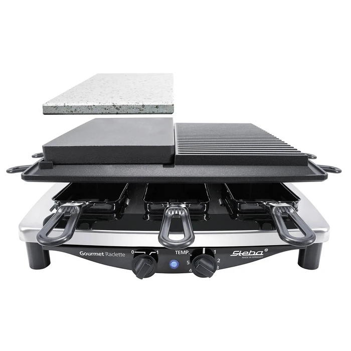 Steba RC 4 Plus Deluxe Chrome Raclette Grill 1450W — 8 Pans
