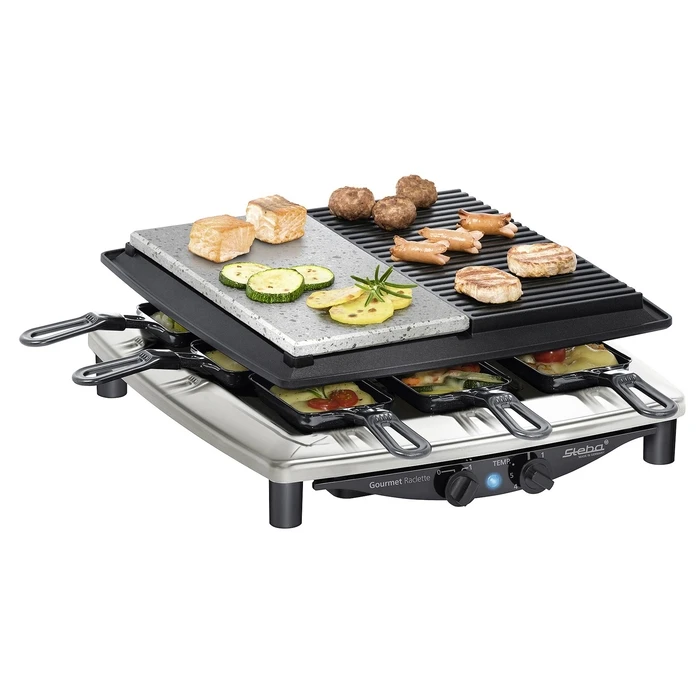 Steba RC 4 Plus Deluxe Chrome Raclette Grill 1450W — 8 Pans