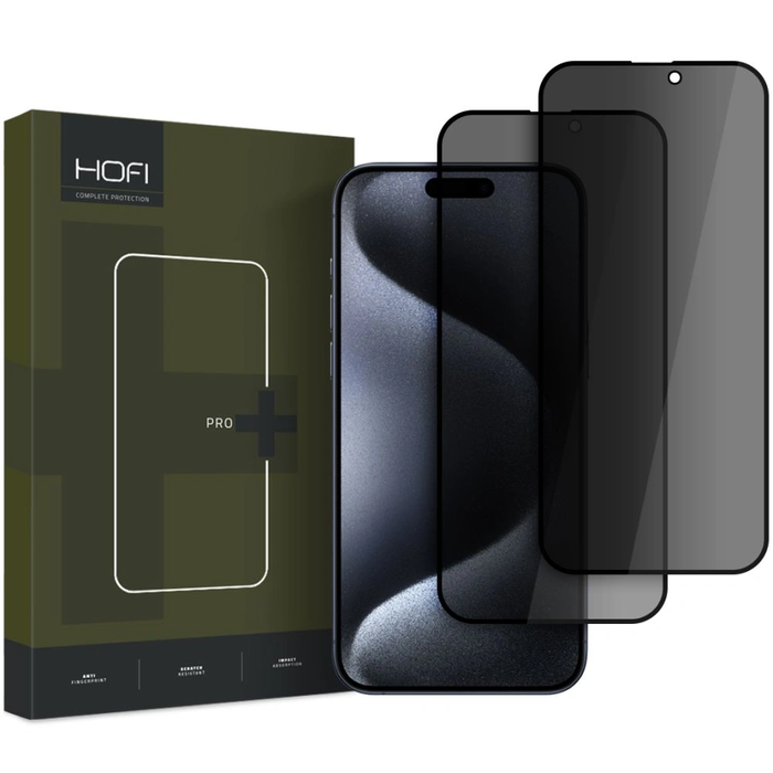 Hofi Anti Spy Glass Pro+ Apple iPhone 16 Privacy [2 PACK]