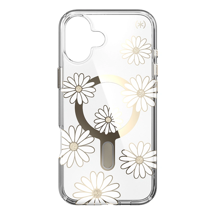Speck Presidio Lux ClickLock & MagSafe Apple iPhone 16 Plus (Sunshine Daisies / Clear / Gold)