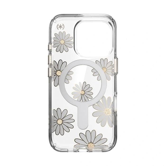 Speck Presidio Lux ClickLock & MagSafe Apple iPhone 16 Pro (Sunshine Daisies / Clear / Gold)