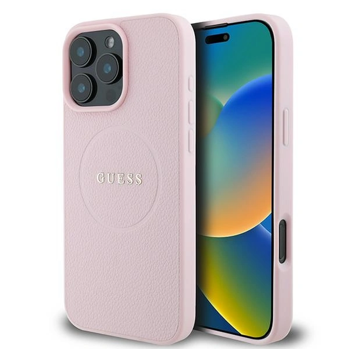Guess GUHMP16LPGHSMMP Apple iPhone 16 Pro hardcase Grained Ring MagSafe pink