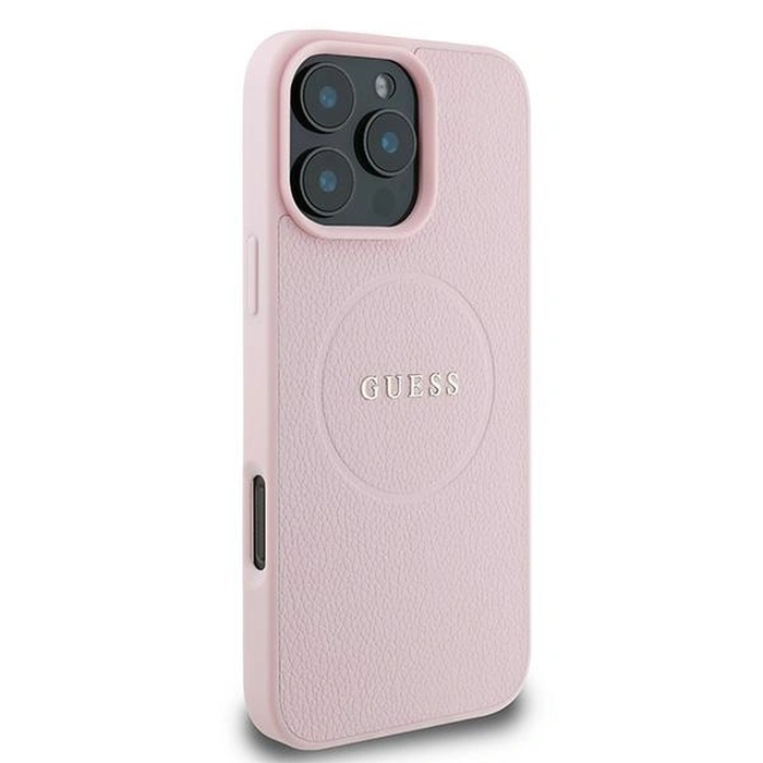 Guess GUHMP16LPGHSMMP Apple iPhone 16 Pro hardcase Grained Ring MagSafe pink