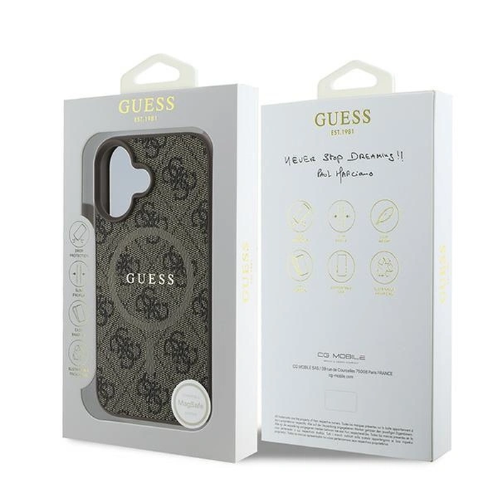 Guess GUHMP16MG4GFRW Apple iPhone 16 Plus hardcase 4G Ring Classic Logo MagSafe brown