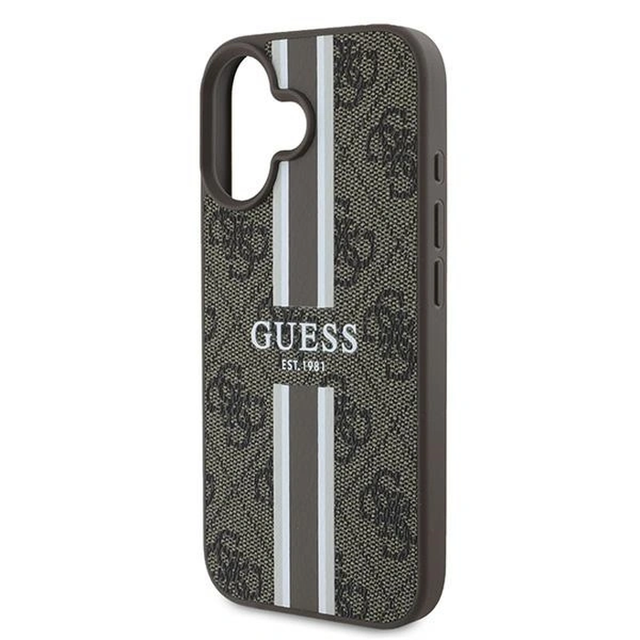 Guess GUHMP16MP4RPSW Apple iPhone 16 Plus hardcase 4G Printed Stripes MagSafe brown