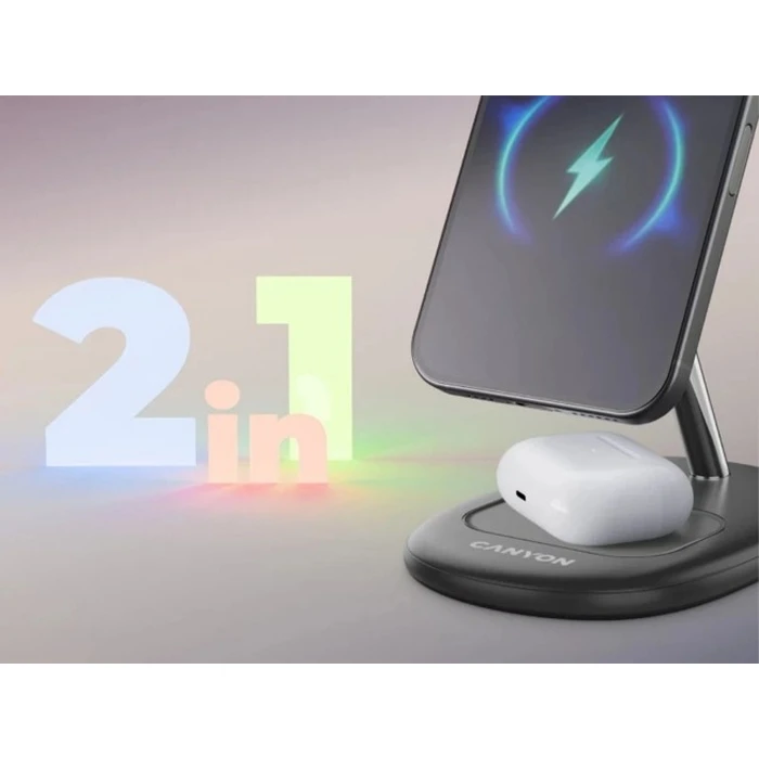 Canyon WCS-205 15W Qi2 2in1 Wireless Charger (Black)