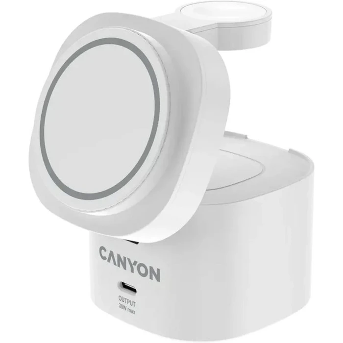 Canyon 4-in-1 30W Wireless Charging Station with 1m Cable, White