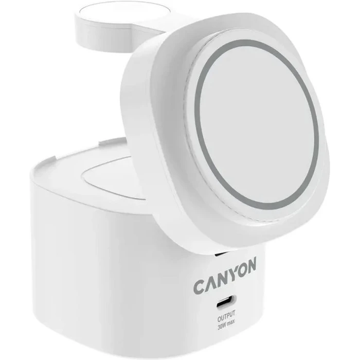 Canyon 4-in-1 30W Wireless Charging Station with 1m Cable, White