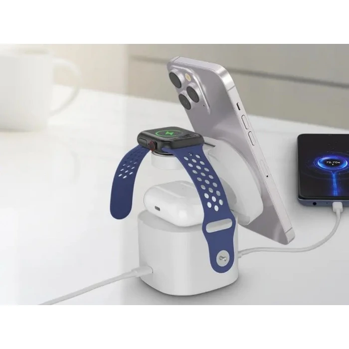 Canyon 4-in-1 30W Wireless Charging Station with 1m Cable, White