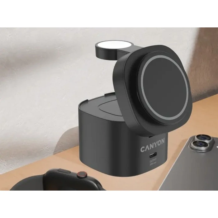 Canyon 4-in-1 Wireless Charging Station 30W with 1m Cable - Black