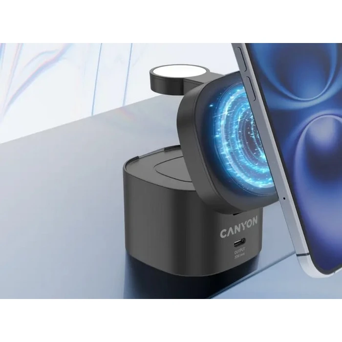 Canyon 4-in-1 Wireless Charging Station 30W with 1m Cable - Black