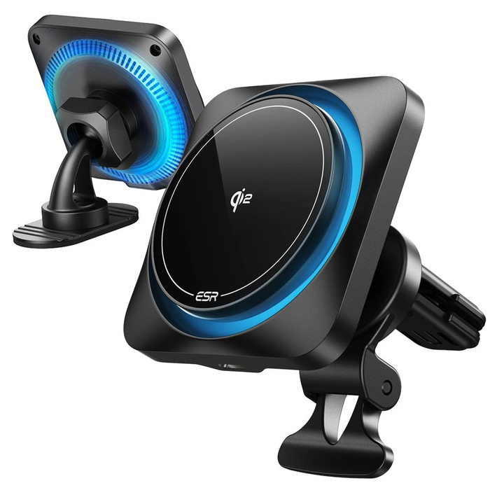 ESR Halolock Cryoboost Magnetic MagSafe Dashboard & Vent Car Mount Wireless Charger QI2 15W Frosted Onyx