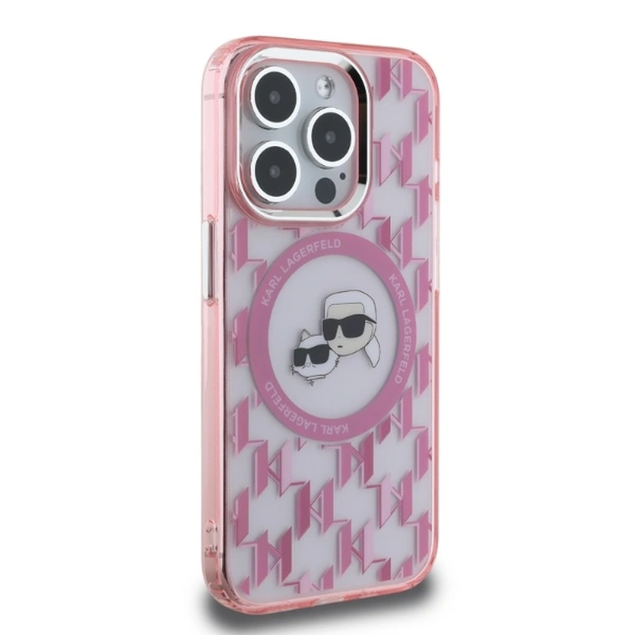 Karl Lagerfeld KLHMP15LHMCKMHP Apple iPhone 15 Pro IML Monogram Karl&Choupette Head MagSafe pink