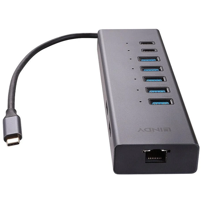 Docking Station Lindy DST-Mini Duo, USB C Laptop Mini 2x 4K HDMI(Grey)