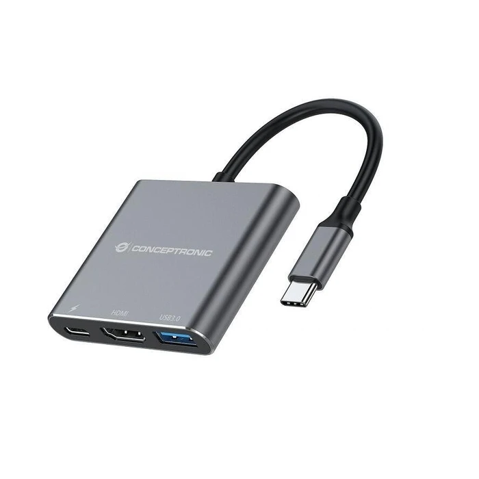 Docking Station Conceptronic USB-C ->HDMI,USB3.0,PD 0.25m(Grey)