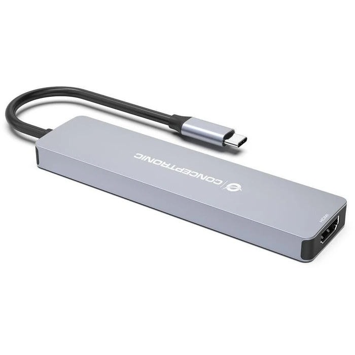 Docking Station Conceptronic USB-C->HDMI,USB3.0,100WPD 7-in-1 0.25m(Grey)