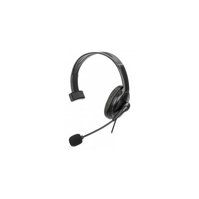 Multimedia Headset Manhattan Mono USB-links / right portable 2m cable(Black)