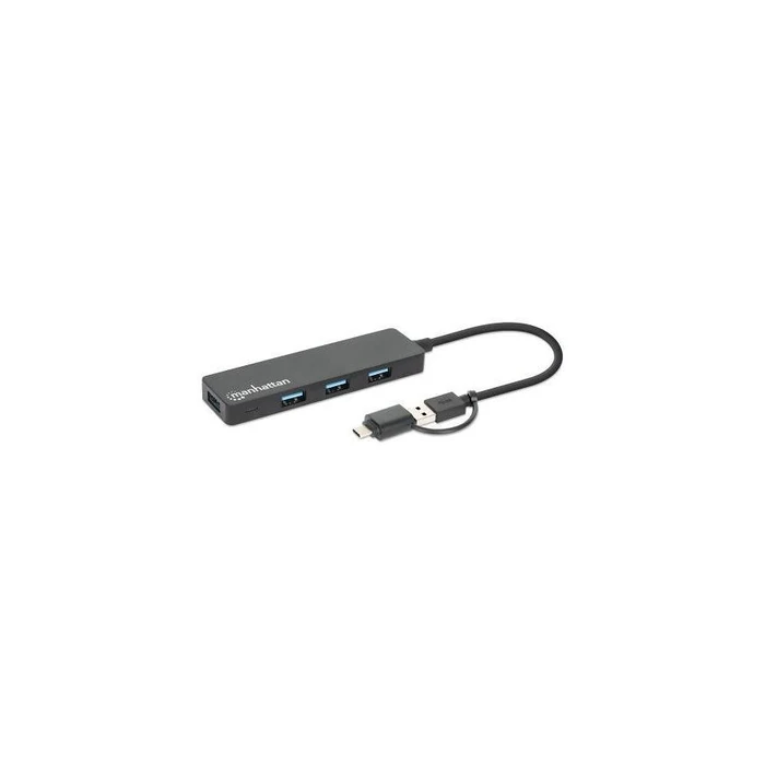 USB Hub Manhattan 4-Port USB 3.0 Typ-C / Typ-A Kombi-Black