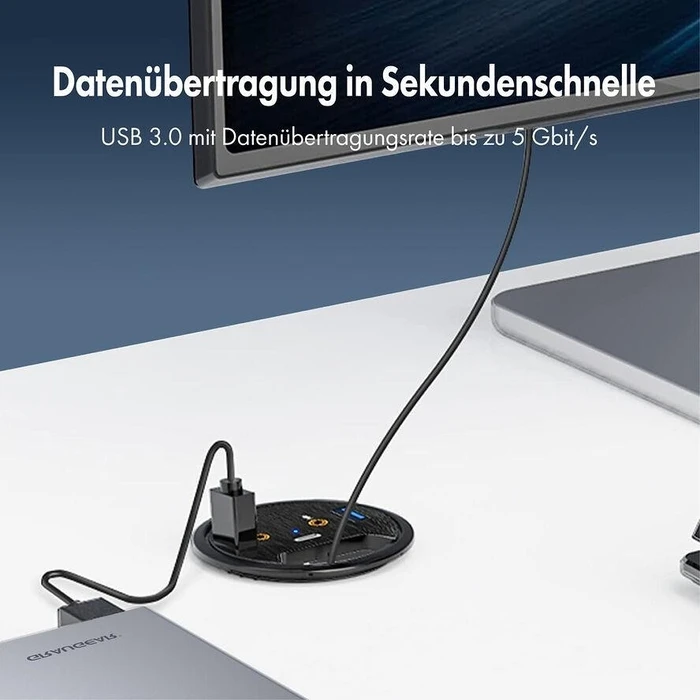 USB Hub GrauGear USB 3.0 Tisch with Audio and microphone connection