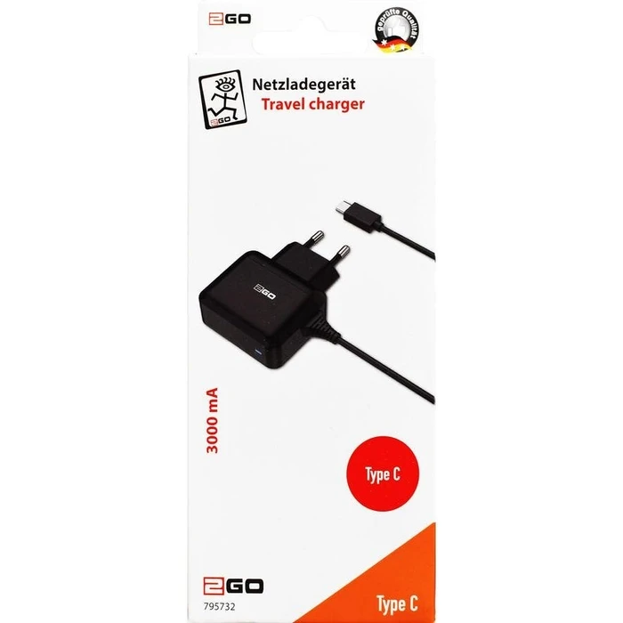 Φορτιστής Πρίζας 2GO USB Type-C 3.1 3000mA Black