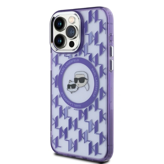 Karl Lagerfeld KLHMP15LHMCKMHU Apple iPhone 15 Pro IML Monogram Karl&Choupette Head MagSafe purple