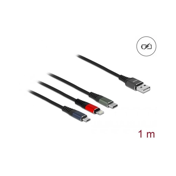 Καλώδιο USB Delock 3in1 Lightning/Micro USB/USB Type-C 1m