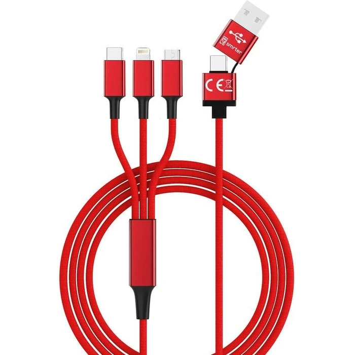 Καλώδιο USB Smrter Hydra ULTRA 5in1 Nylon-120cm, red