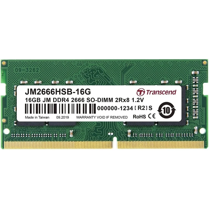 Μνήμη RAM Φορητού DDR4 16GB SO 2666 CL19 Transcend JetRam, JM2666HSB-16G