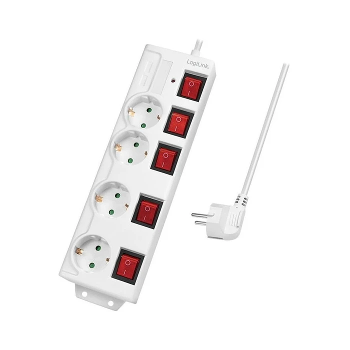 Πολύπριζο Logilink 4-fach,4xCEE 7/3,m. 5switch,white