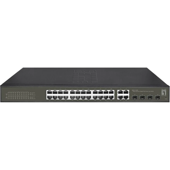 Network Switch LevelOne 24x GE GES-2128P 4xGSFP 19" 380W 24xPoE+