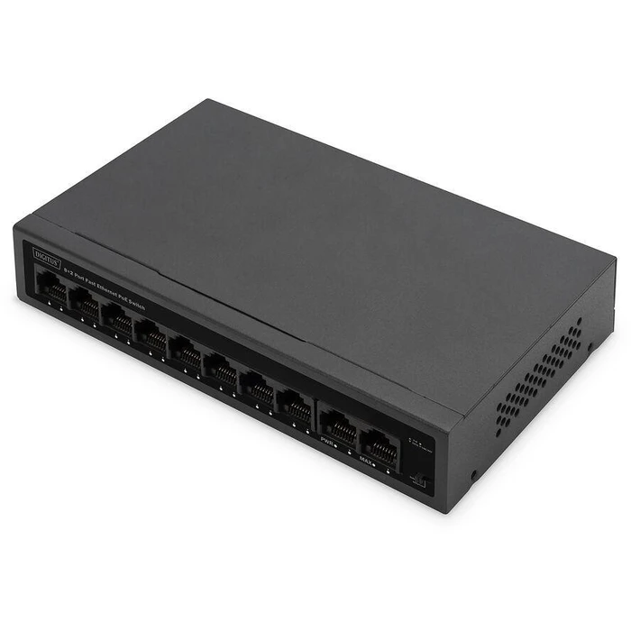 Network Switch Digitus 8+2Port 10/100 30W FE PoE Unmanaged schwa