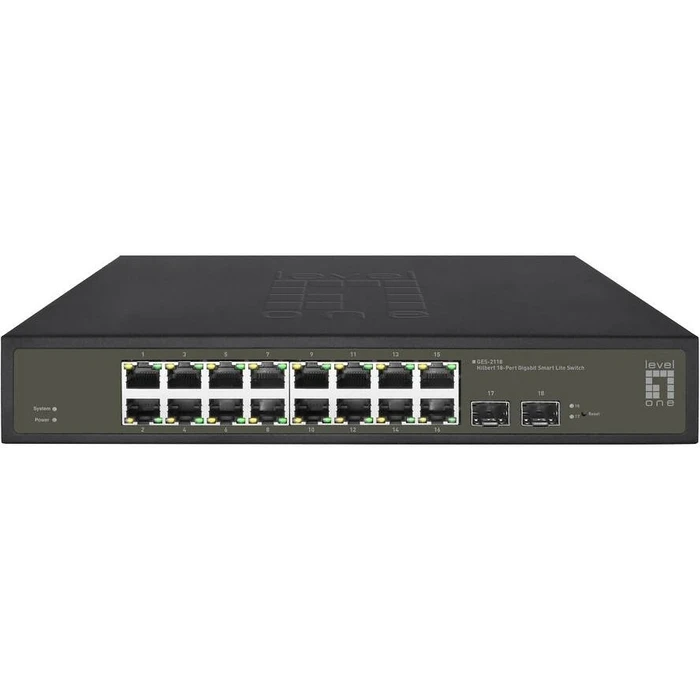 Network Switch LevelOne 16x GE GES-2118 2xGSFP 19" Hilbert