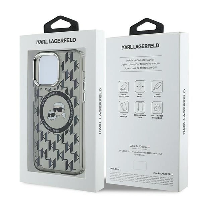 Karl Lagerfeld KLHMP15XHMCKMHK Apple iPhone 15 Pro Max IML Monogram Karl&Choupette Head MagSafe black