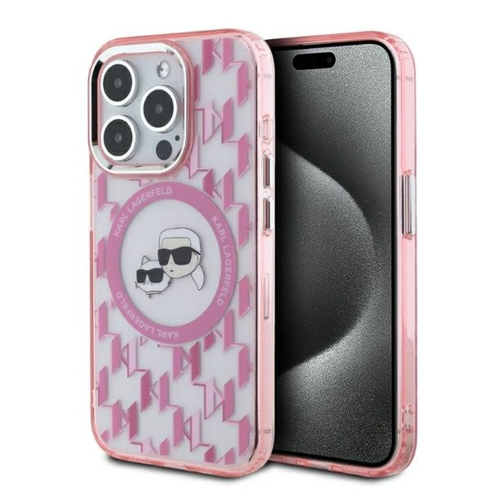 Karl Lagerfeld KLHMP15XHMCKMHP Apple iPhone 15 Pro Max IML Monogram Karl&Choupette Head MagSafe pink