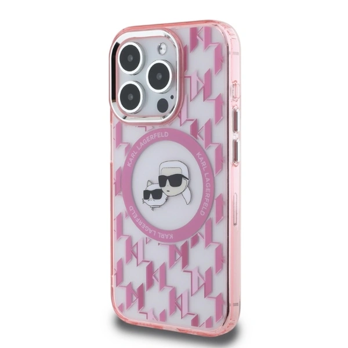 Karl Lagerfeld KLHMP15XHMCKMHP Apple iPhone 15 Pro Max IML Monogram Karl&Choupette Head MagSafe pink