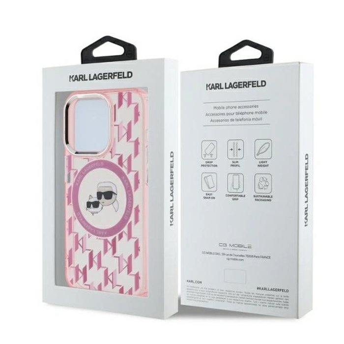 Karl Lagerfeld KLHMP15XHMCKMHP Apple iPhone 15 Pro Max IML Monogram Karl&Choupette Head MagSafe pink