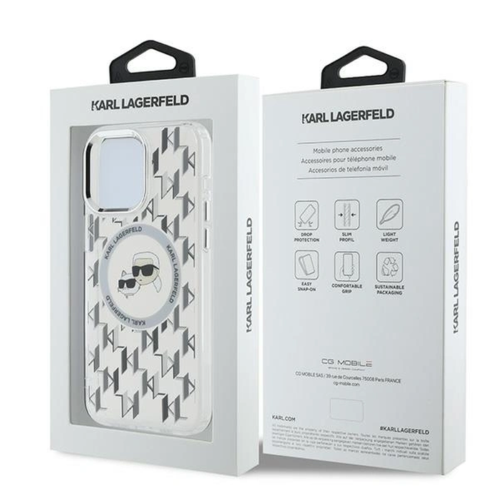 Karl Lagerfeld KLHMP15XHMCKMHT Apple iPhone 15 Pro Max IML Monogram Karl&Choupette Head MagSafe transparent