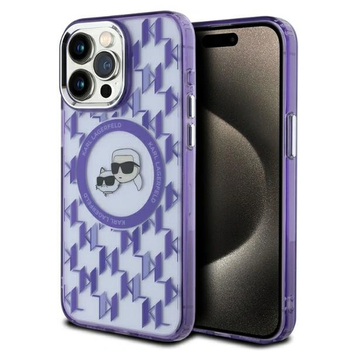 Karl Lagerfeld KLHMP15XHMCKMHU Apple iPhone 15 Pro Max IML Monogram Karl&Choupette Head MagSafe purple