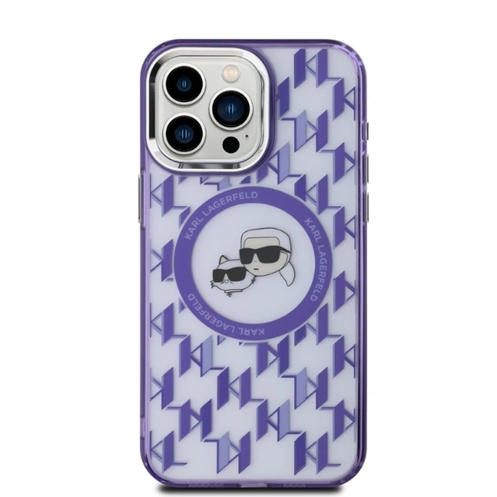 Karl Lagerfeld KLHMP15XHMCKMHU Apple iPhone 15 Pro Max IML Monogram Karl&Choupette Head MagSafe purple