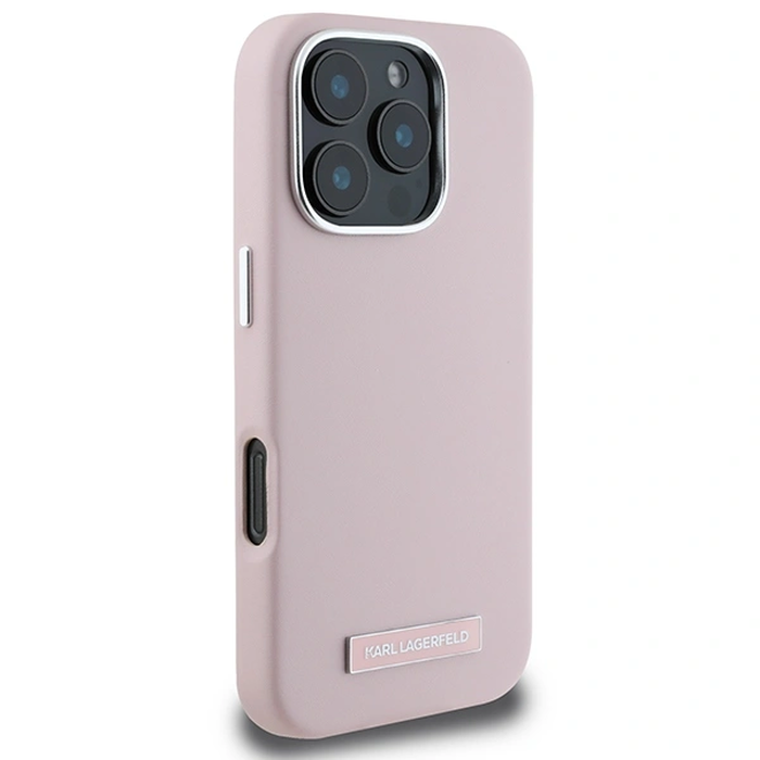 Karl Lagerfeld KLHMP16LPGMSRPP Apple iPhone 16 Pro hardcase FW Metal Plate MagSafe pink