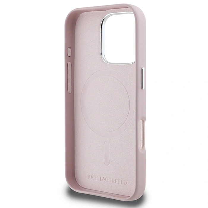 Karl Lagerfeld KLHMP16LPGMSRPP Apple iPhone 16 Pro hardcase FW Metal Plate MagSafe pink