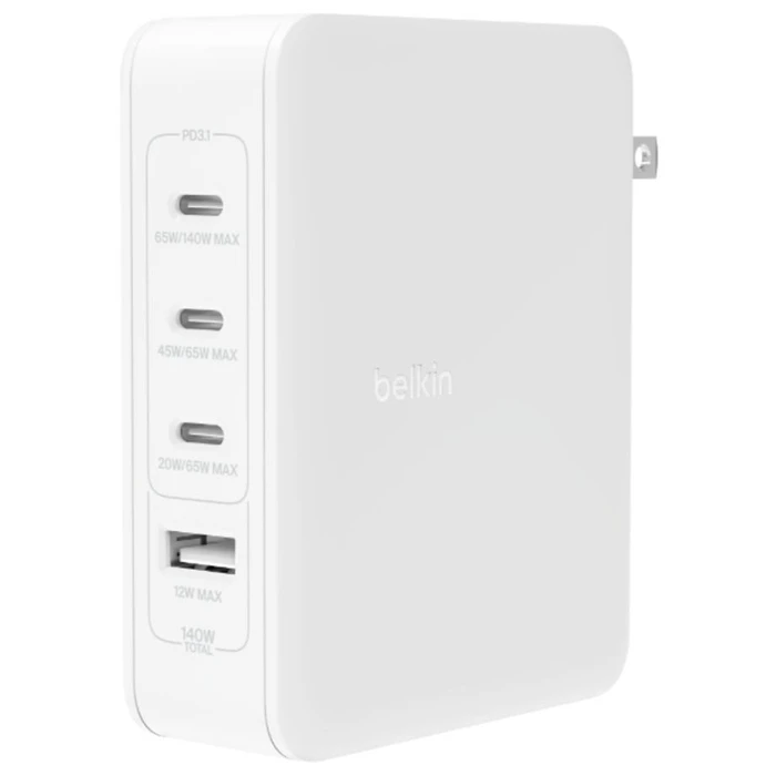 Φορτιστής Πρίζας Belkin 140W 4-Port GaN, 3xUSB-C 1xUSB-A WCH014btWH