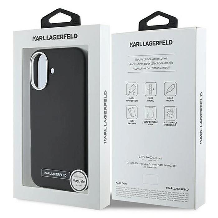 Karl Lagerfeld KLHMP16MPGMSRPK Apple iPhone 16 Plus hardcase FW Metal Plate MagSafe black