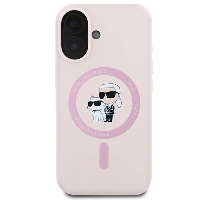 Karl Lagerfeld KLHMP16MSCMKCRHP Apple iPhone 16 Plus hardcase Silicone Karl&Choupette Ring MagSafe pink