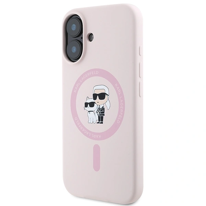 Karl Lagerfeld KLHMP16SSCMKCRHP Apple iPhone 16 hardcase Silicone Karl&Choupette MagSafe pink