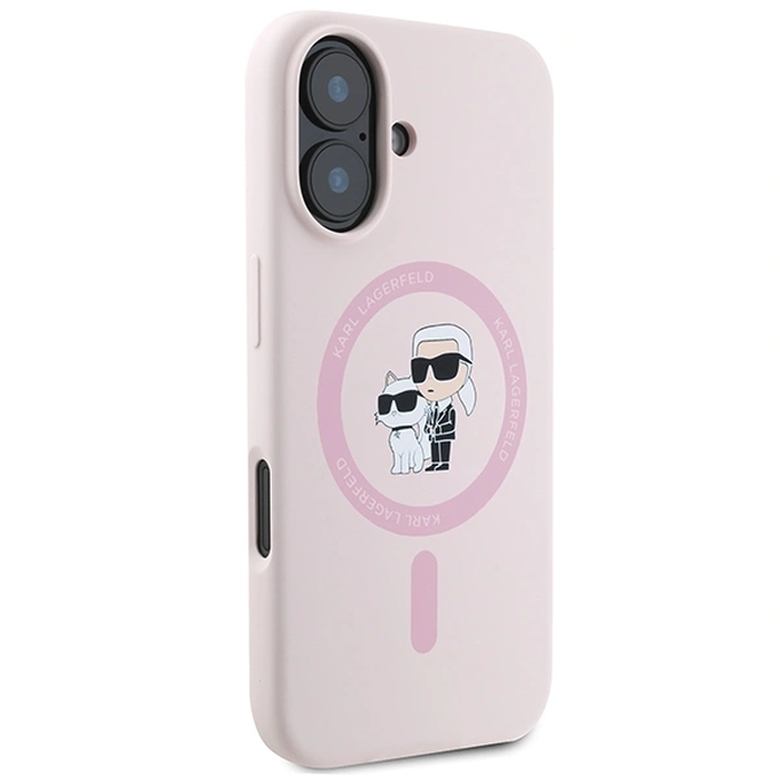 Karl Lagerfeld KLHMP16SSCMKCRHP Apple iPhone 16 hardcase Silicone Karl&Choupette MagSafe pink