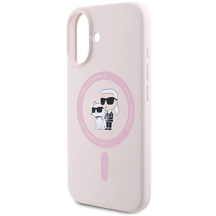 Karl Lagerfeld KLHMP16SSCMKCRHP Apple iPhone 16 hardcase Silicone Karl&Choupette MagSafe pink