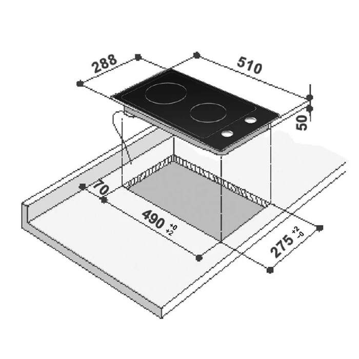 Εστίες Κεραμικές Domino Whirlpool AKT360/IX